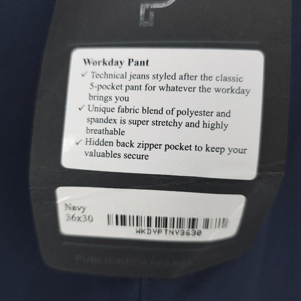 Public Rec Navy Workday Pant 36x30 NWT - Picture 5 of 7